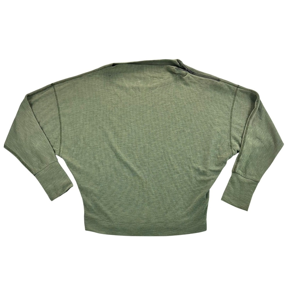 We The Free People Olive Green Dolman Sleeve Shoulder Zip Top Medium Boho Edgy